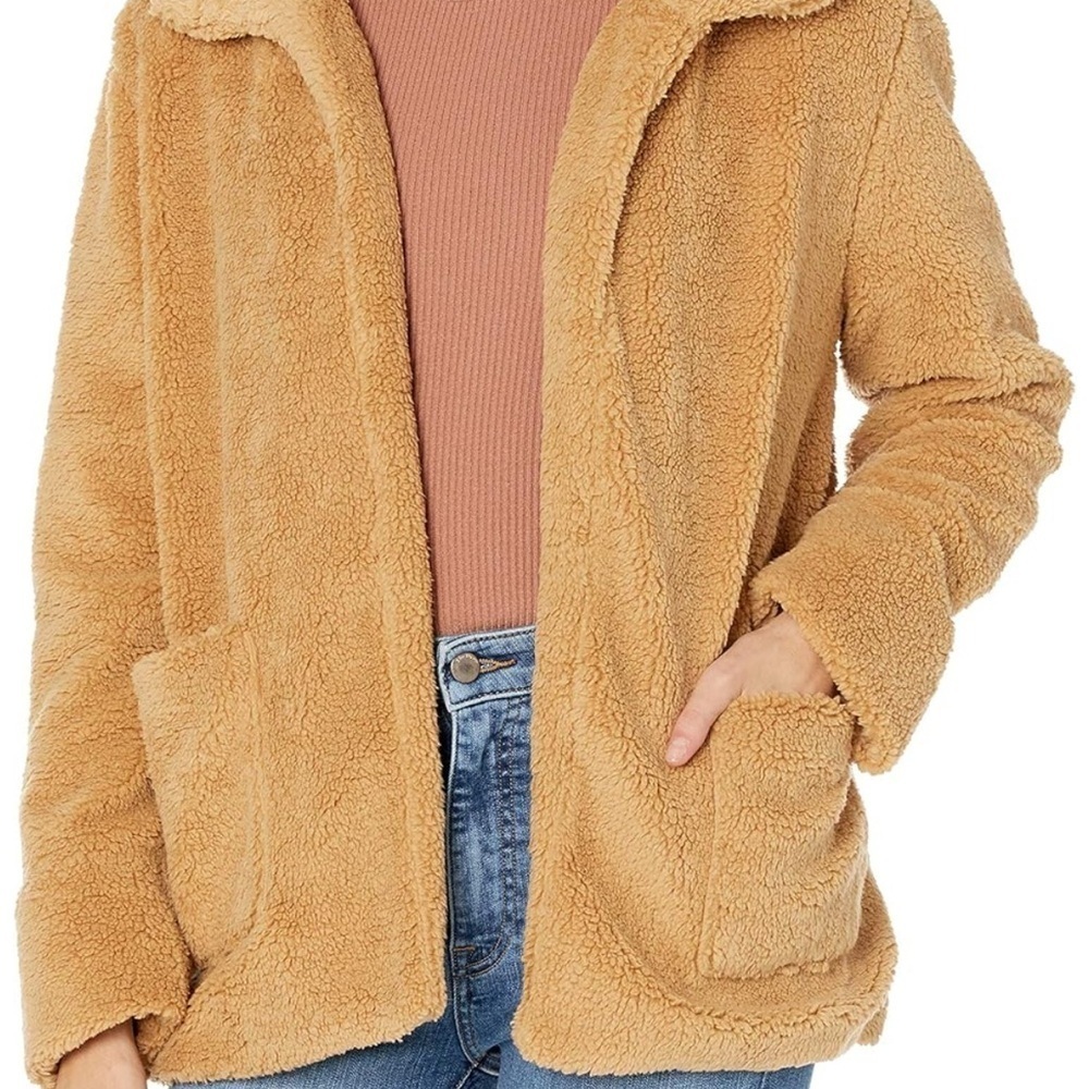 NWOT Mud Pie Tan Teddy Jacket Plush Oversized Fit